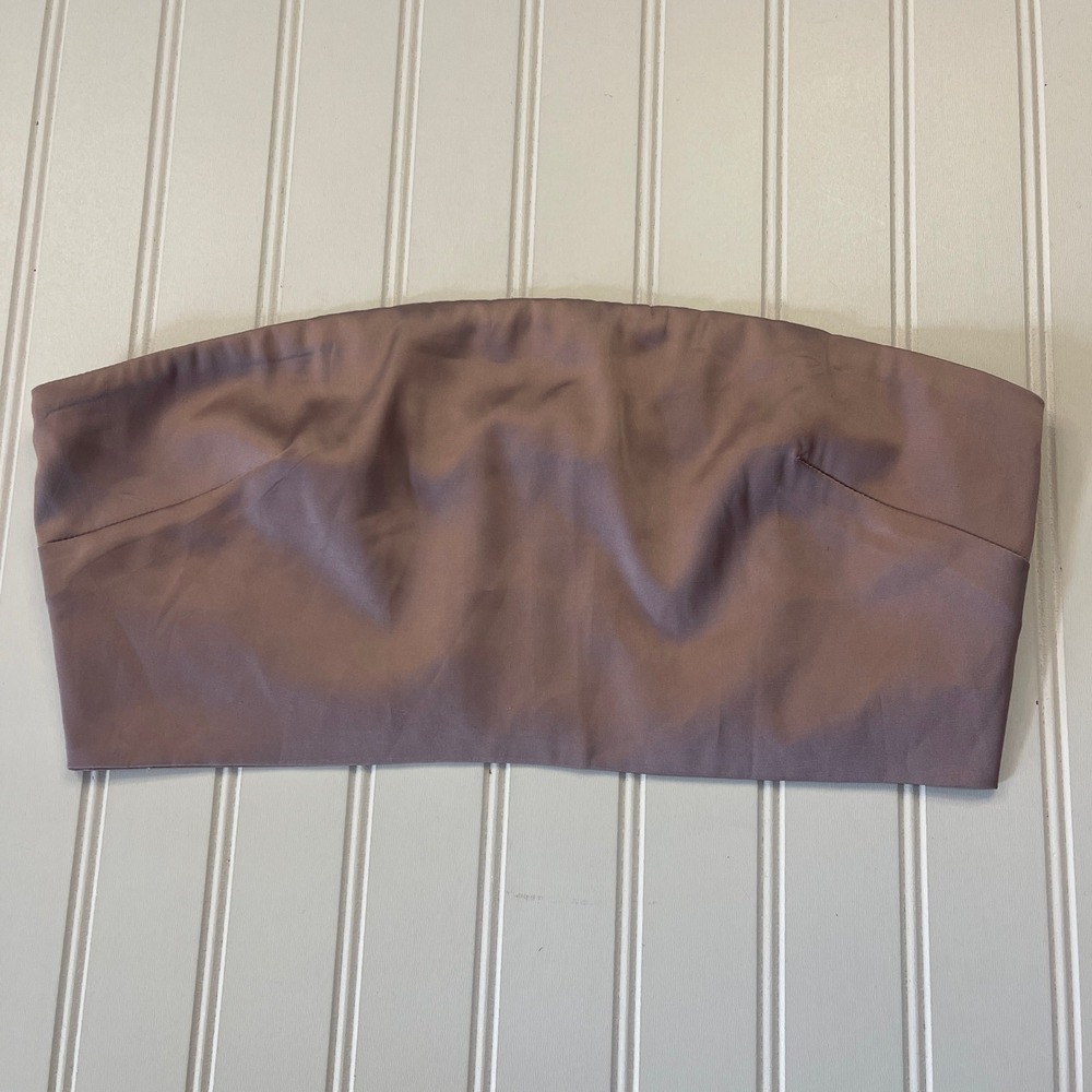 Revolve Superdown Mauve Satin Tube Top Strapless Zip Back Crop Top Size Small